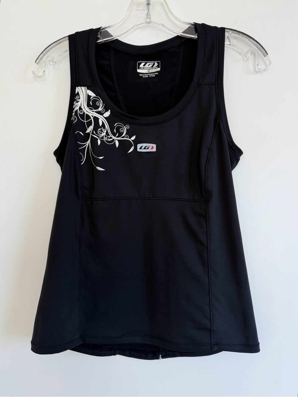 Louis Garneau Women's Cycling Tank Top sz Medium Pockets Vented White Graphic
